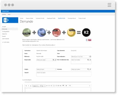 La plateforme BPM K2 s’intègre parfaitement à Sharepoint - données non structurées