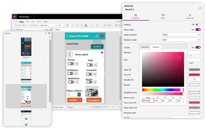 L’interface de PowerApps pour gérer vos applications RH